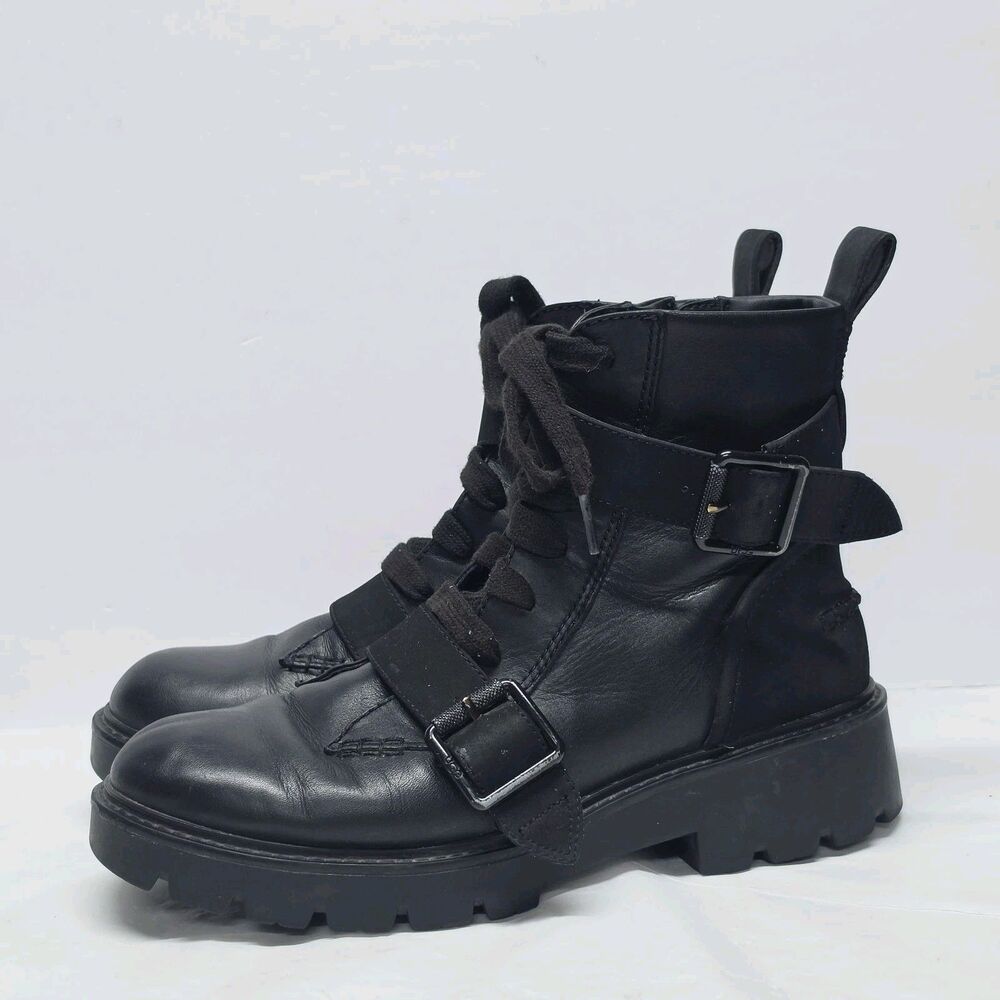 UGG NOE Motorcycle Biker Boots In Black Leather Size Women's US 9 Grunge Rock